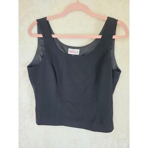 Vintage Albert Nipon Black Sleeveless Scoop Neck Shell Top Side Zip‎ Size 10